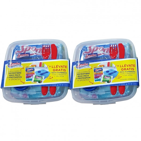 Spontex lote fiambrera con cubiertos y salsera 2x1 unidades GRATIS